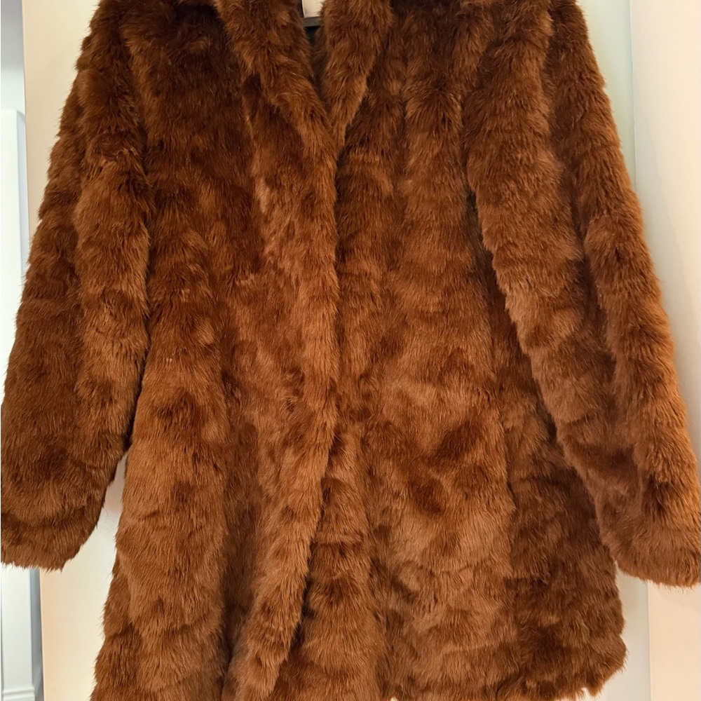 Zara Trafaluc Brown Faux Fur Jacket